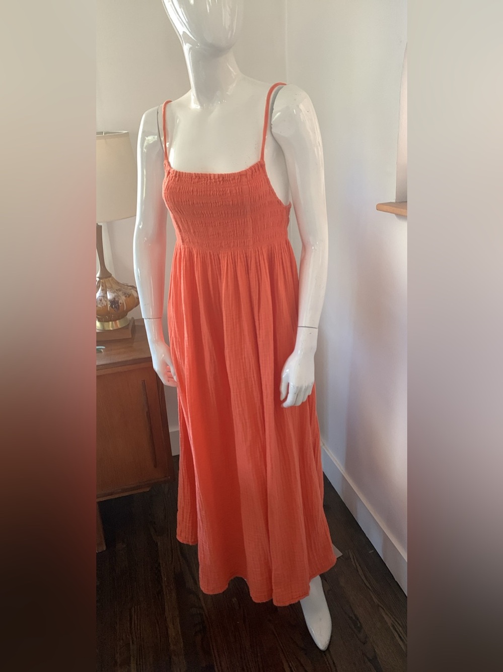 Aerie Pool to Party Women's Orange Smocked Maxi Dress